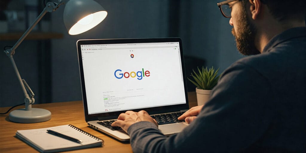 Person typing on laptop, symbolizing on-page content optimisation for Perth SEO services