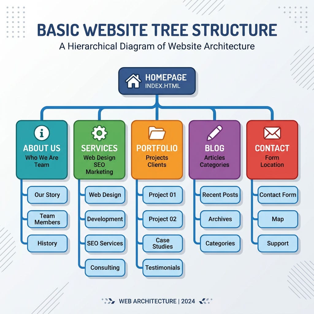AI generated example website tree structure
