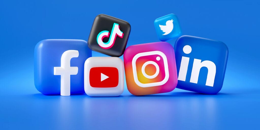 Social media matters. Facebook, Youtube, TikTok, Instagram, Twitter (X) and LinkedIn logos shown here.