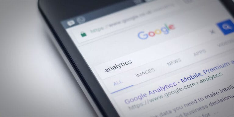 Google results on analytics in focus, from someone using a phone to google it.