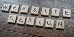 Scrabble tiles spelling out the words "Website Design"