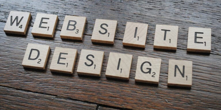 Scrabble tiles spelling out the words "Website Design"