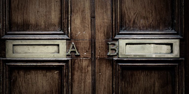 A picture of two letterboxes, one showing the letter A and one showing the letter B