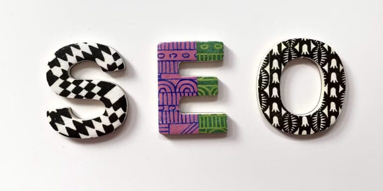 Simple image with the letters SEO laid out in the middle of the image.